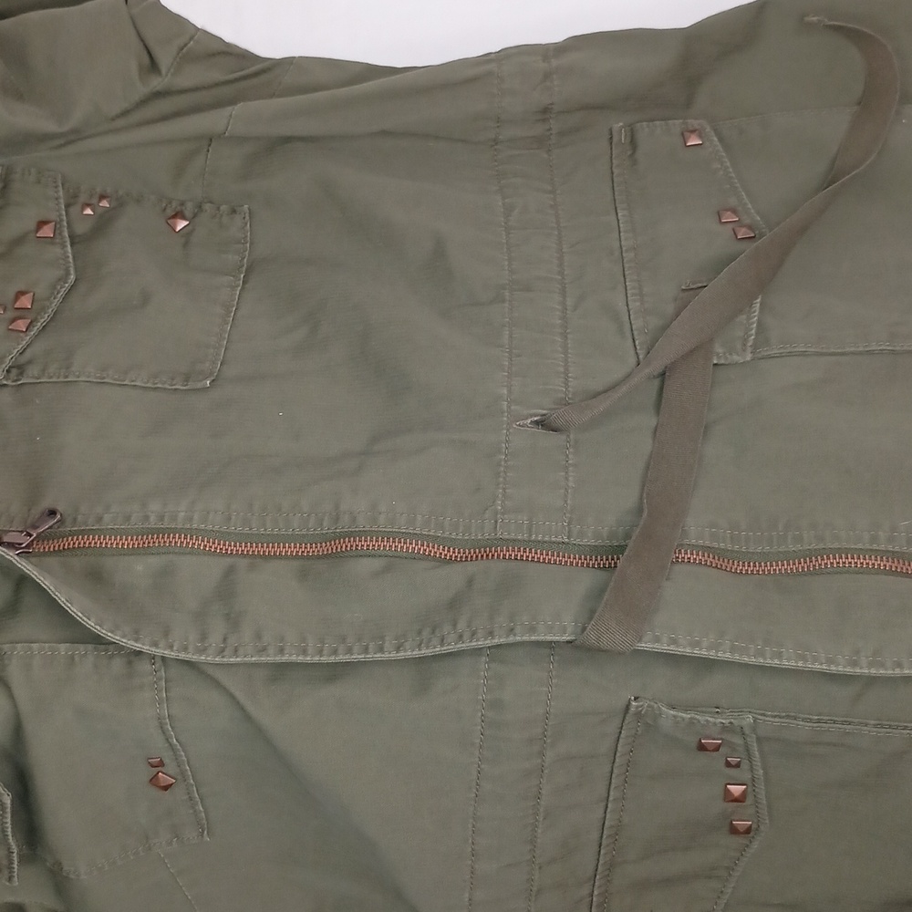 Calvin Klein Women’s Studded Full Zip 3/4 Roll Sleeve Military Jacket Indie - Picture 12 of 14